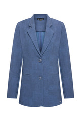 mi piace blazer 202634-bonded dark blue denim print