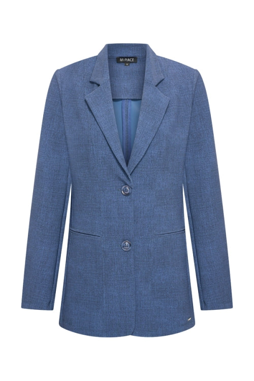 mi piace blazer 202634-bonded dark blue denim print