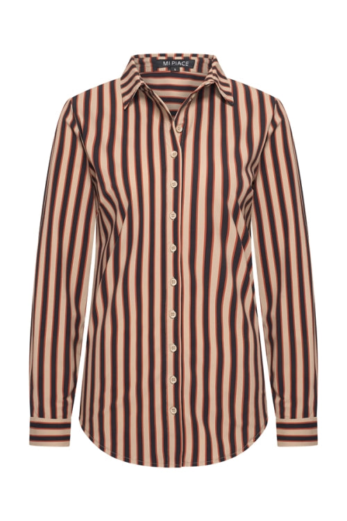 mi piace blouse 202711 espresso/latte stripe print