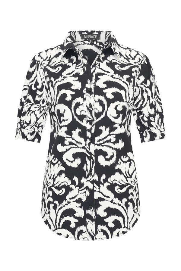 mi piace pofmouw blouse 202270 ornament print black/off white