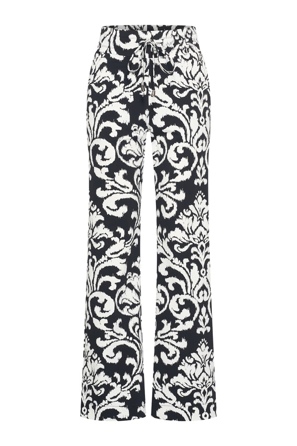 mi piace travel broek straight 202089 ornament print black/off white