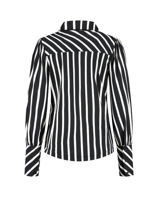Lady Day Blouse Bente Black/Wool White Stripe