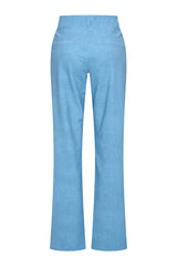 Mi piace flared broek 202624 bonded bleached denim print