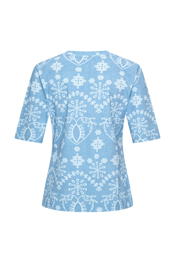 mi piace top 202271 bleached denim embroidery print