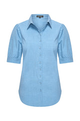 mi piace korte pofmouw travel blouse 202270 bleached denim print
