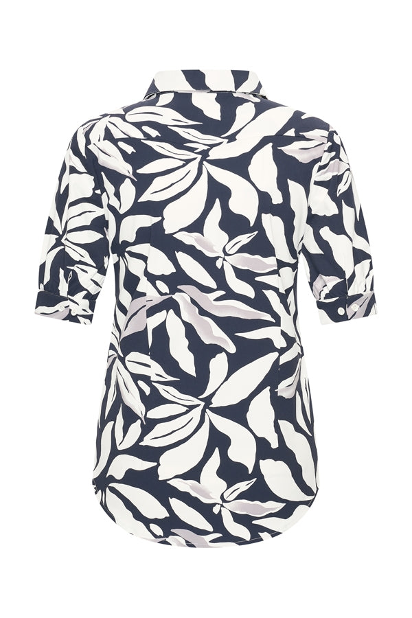 mi piace blouse korte mouw 202270 donkerblauw en off white