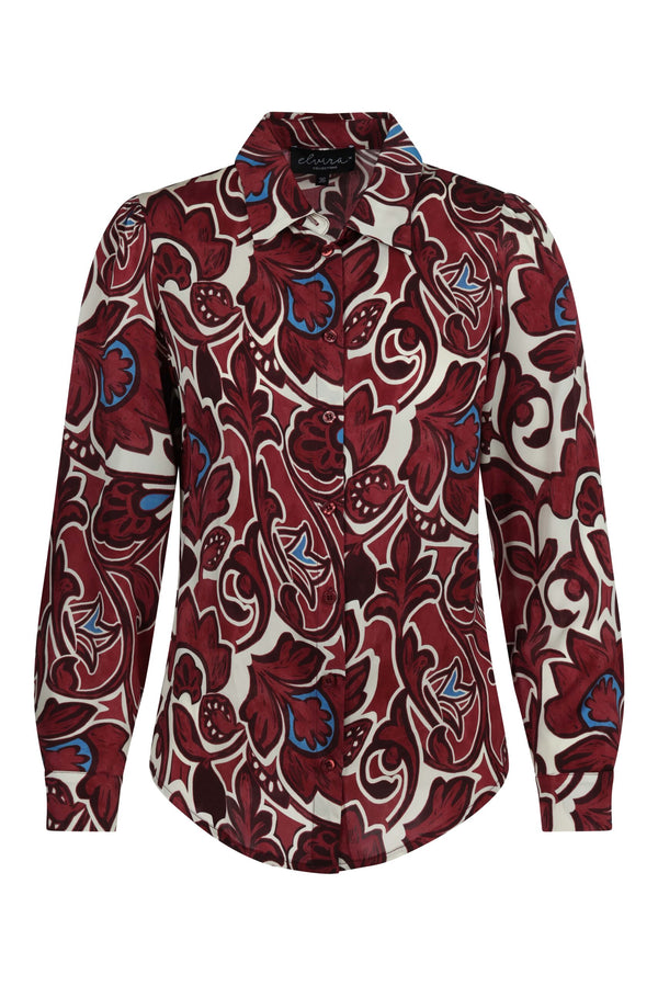 elvira blouse june burgundy flower