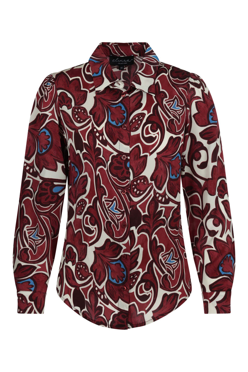elvira blouse june burgundy flower