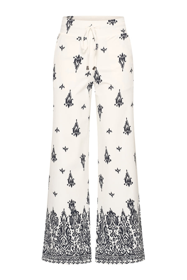 mi piace straight broek 202433 border ornament print off white/black
