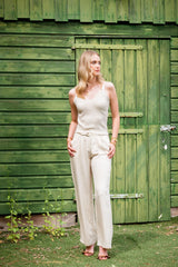 icnk top carmela knitted linen light beige