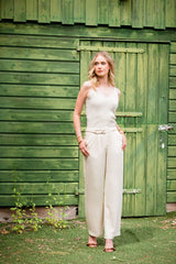 top carmela knitted linen light beige