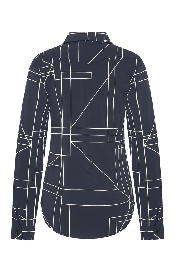 mi piace geometric line print blouse 60840