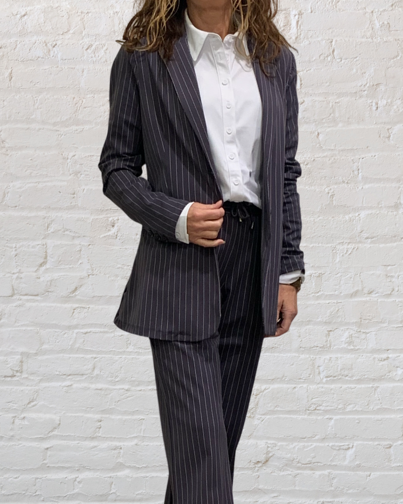 grijs/witte krijtstreep blazer van mi piace