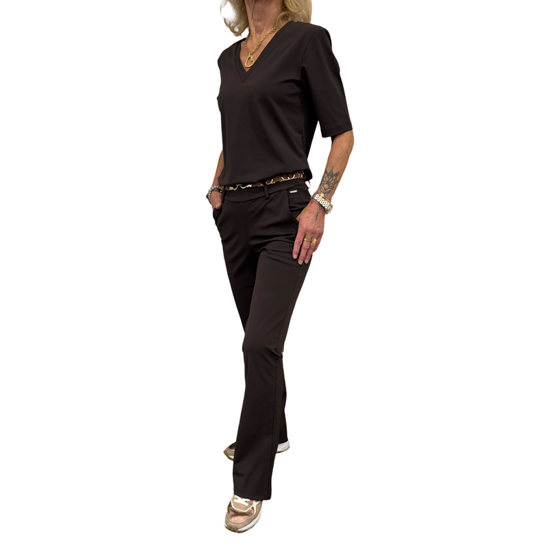mi piace broek met flared pijpen 202384 espresso