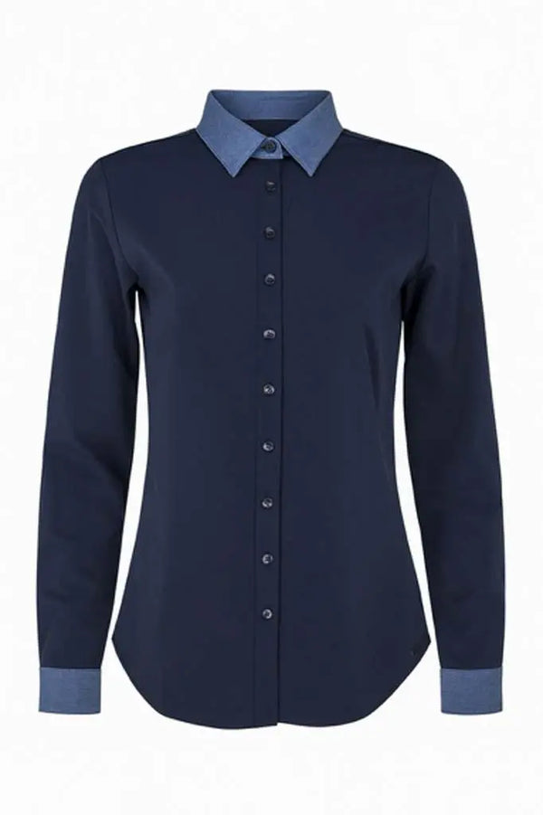 mi piace travel  blouse denim contrast 202731 dark blue