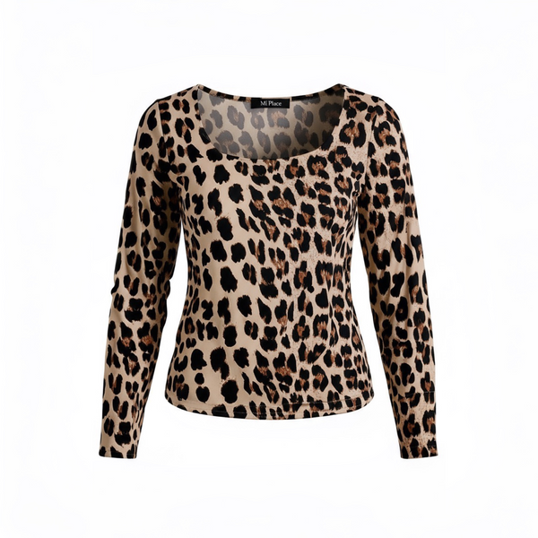 mi piace top square neck leopard print