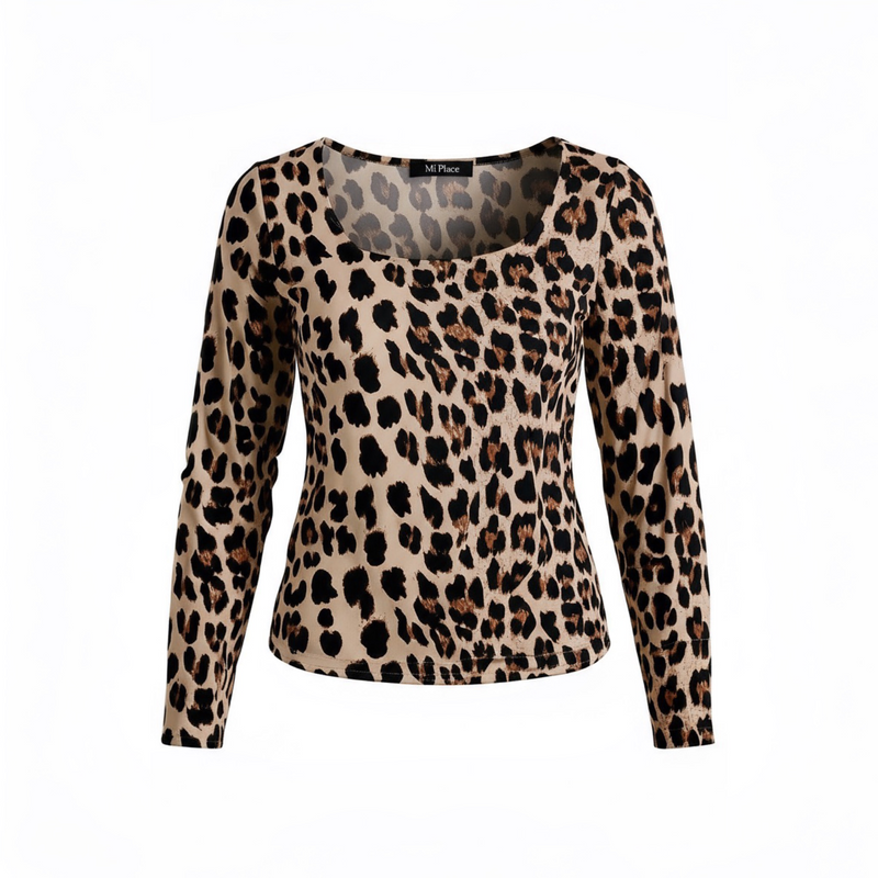 mi piace top square neck leopard print