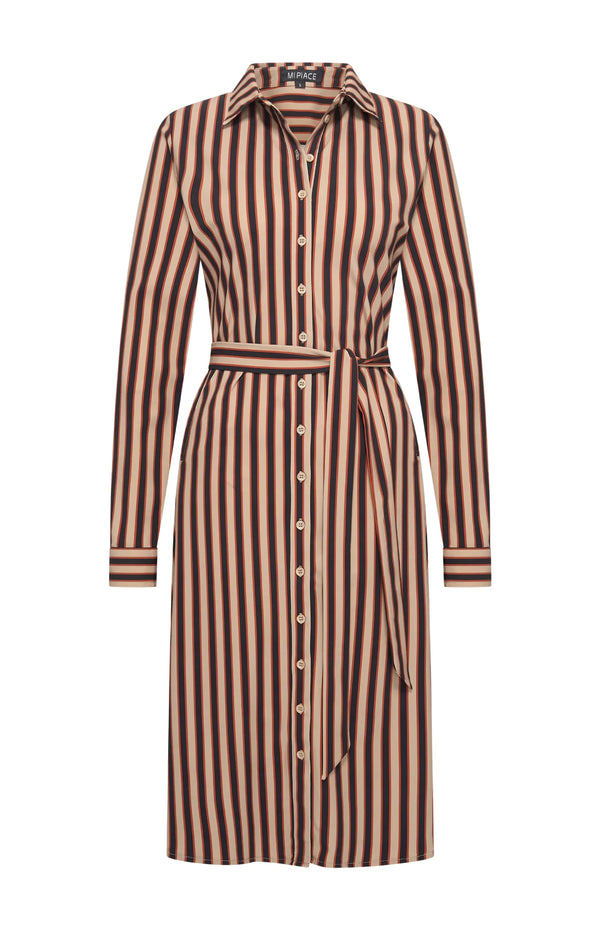 mi piace jurk 202733 stripe print espresso/latte