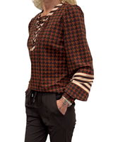 mi piace top 202720 houndtooth print stripe rust