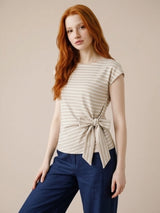 Red Button-Shirt Terry Stripe With Knot SRB4759-Pebble