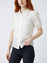 Red Button-Blouse Victoria 3D Flower SRB4826-White