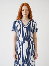 ned jurk Simo-C 1/2 SS Blue Lolite Patchy Pattern