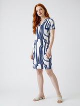 ned jurk Simo-C 1/2 SS Blue Lolite Patchy Pattern