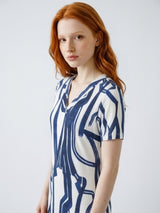 ned jurk Simo-C 1/2 SS Blue Lolite Patchy Pattern