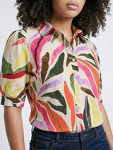 mi piace blouse korte pofmouw 202270 summer leaf dance print