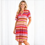 angelle milan travelstof jurk 1467 roze/oranje missoni print