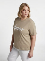 elvira casuals t-shirt amor sand