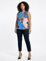 mi piace top v-nek 202425 desert anemone print nautic blue