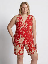 mi piace travel korte broek 202423 tropical hibiscus print red