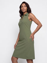 mi piace mouwloze polo kraag jurk 202443 olive