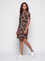 angelle milan jurk 1467 bruin-ecru print