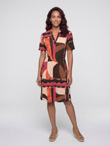 angelle milan jurk 1467 geometrische print multicolor