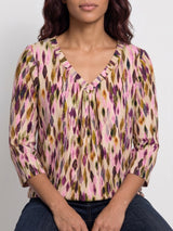 mi piace top v-hals pleated 202914 argyles print multicolor