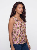 mi piace top v-neck pleated 202814 argyles print multicolor