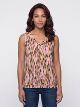 mi piace top pleated v-neck 202814 argyles print multicolor