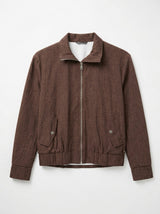 Mi Piace-Funnel Jacket Oversized 202868A Woven Structure Print-Mahogany
