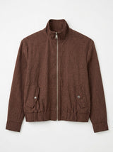 Mi Piace-Funnel Jacket Oversized 202868A Woven Structure Print-Mahogany