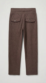 Mi Piace-Travel Broek 202753-A Slit Hem Heavy Woven Structure Print-Mahogany