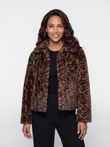 Mi Piace-Coat Fur Panter Print 202880-Chestnut