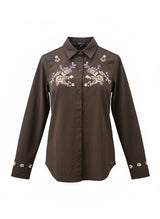 Mi Piace-Travel Blouse Embroidery 202915-Espresso