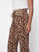 Mi Piace-Dikke Kwaliteit Travelstof Straight Broek 202136 Bambi Print-Chestnut