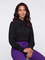 Mi Piace-Travel Blouse Bow Light 202774L-Black