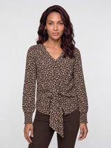 Mi Piace-Travel Top Knotted Harvest Ikat Print 202898-Espresso