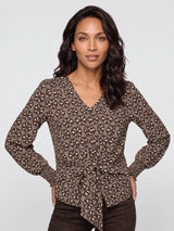 Mi Piace-Travel Top Knotted Harvest Ikat Print 202898-Espresso