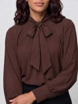 Mi Piace-Travel Blouse Bow Light 202774L-Espresso