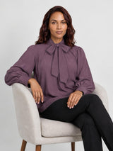 Mi Piace-Travel Blouse Bow Light 202774L-Plum Perfect